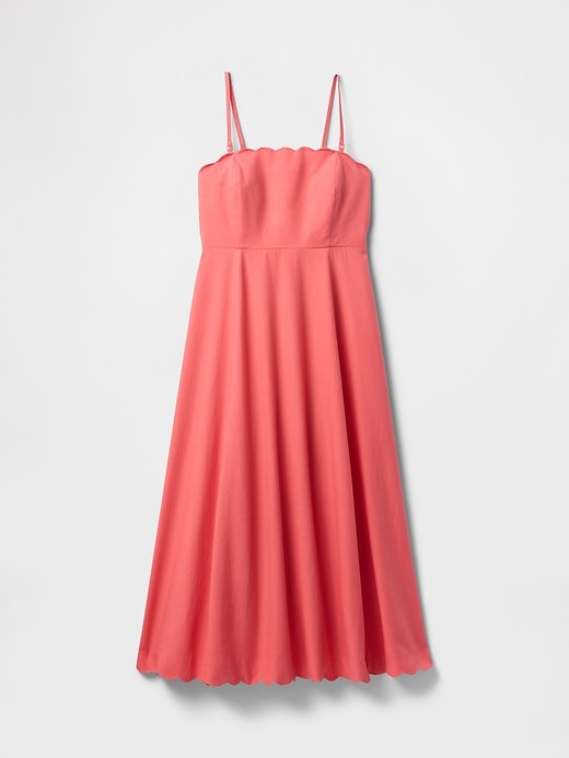 robe midi festonnée en lin mélangé