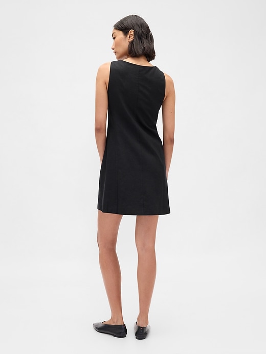 robe courte boutonnée en lin mélangé