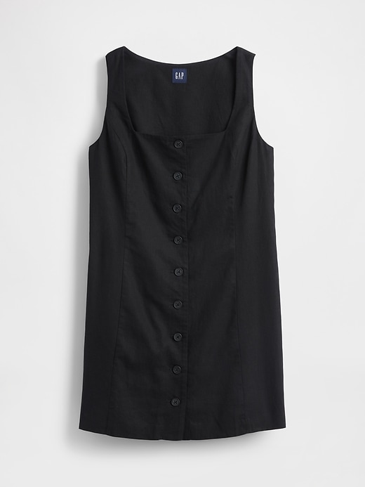 robe courte boutonnée en lin mélangé