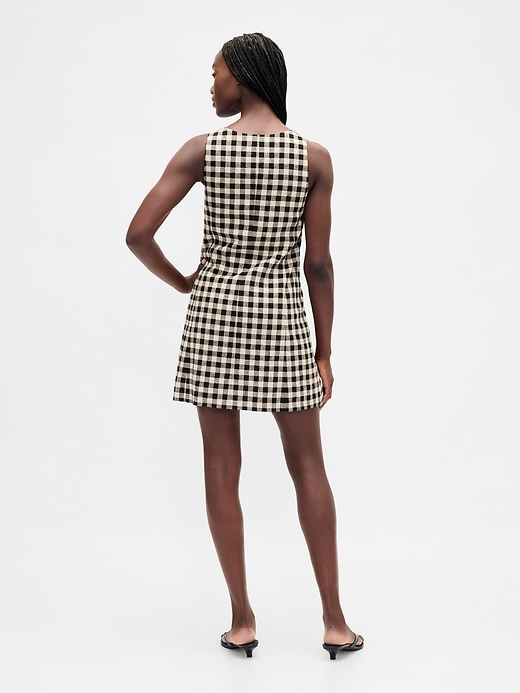 robe courte boutonnée en lin mélangé