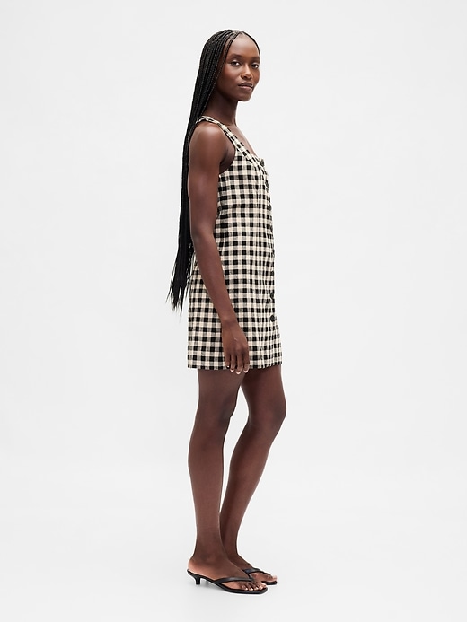 robe courte boutonnée en lin mélangé
