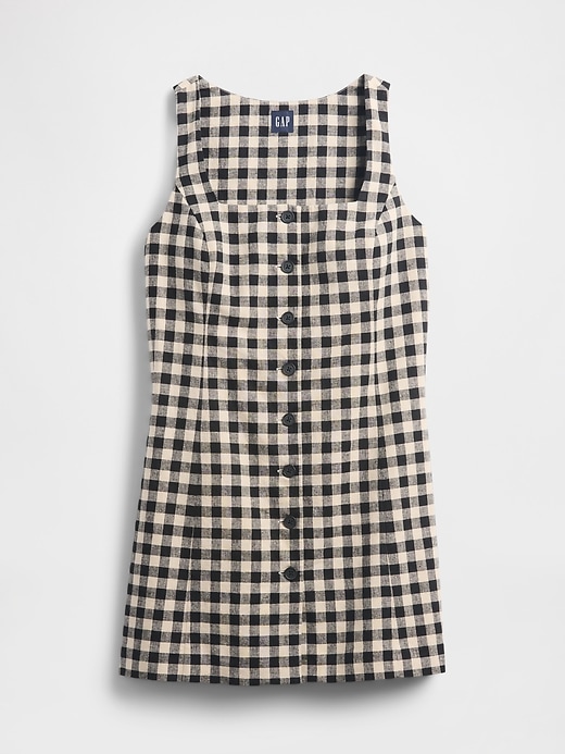 robe courte boutonnée en lin mélangé