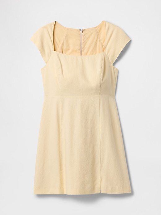 robe courte en lin mélangé à manches courtes