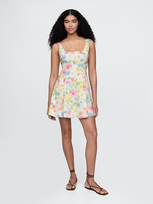robe courte en lin mélangé