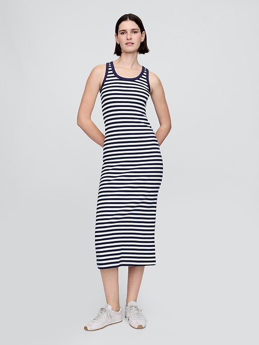 robe midi côtelée sans bretelles