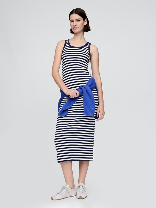 robe midi côtelée sans bretelles