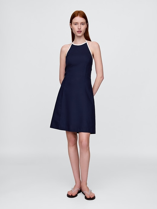 robe courte dos nu en lin mélangé