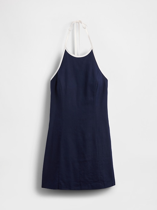 robe courte dos nu en lin mélangé