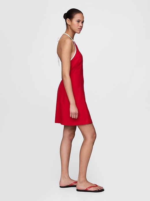 robe courte dos nu en lin mélangé