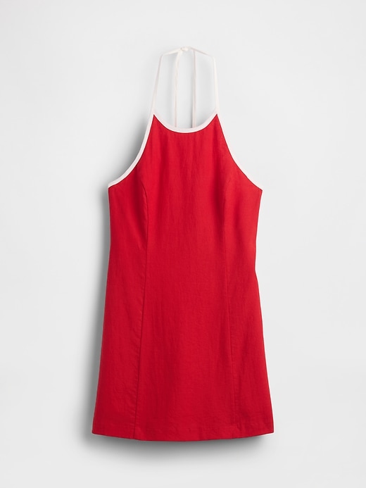 robe courte dos nu en lin mélangé