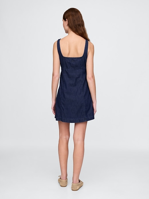 robe mini en denim ultra-doux à col carré