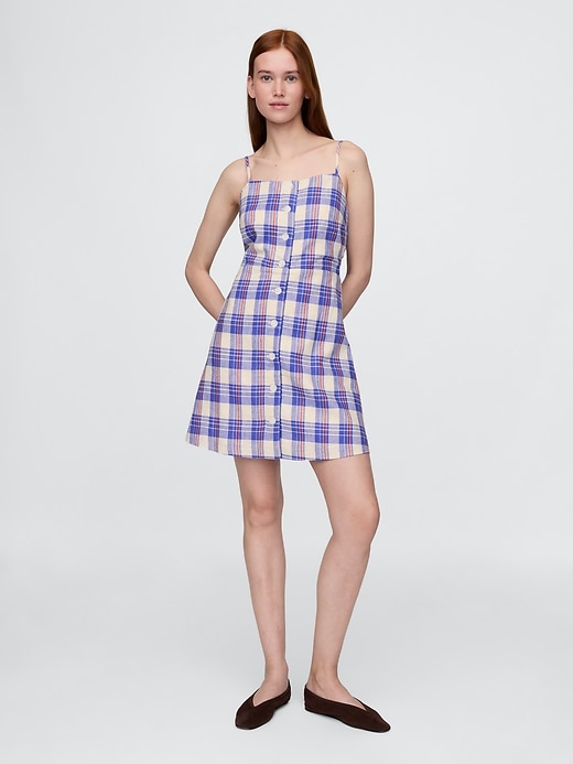 robe courte à nouer dans le dos en lin mélangé