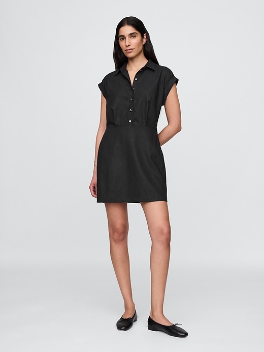 robe-chemise en lin mélangé