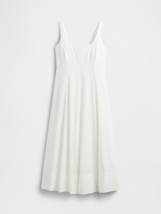 robe longue à col carré en lin mélangé