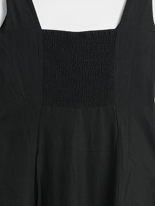 robe longue à col carré en lin mélangé