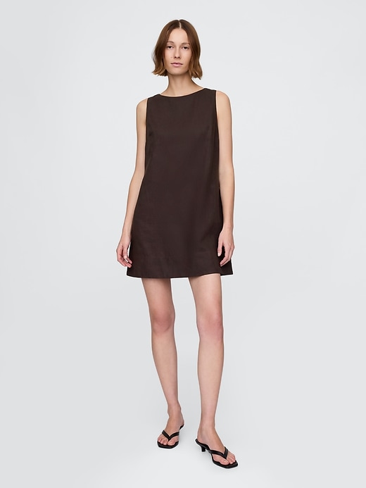 robe courte trapèze en lin mélangé