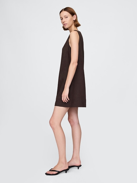 robe courte trapèze en lin mélangé