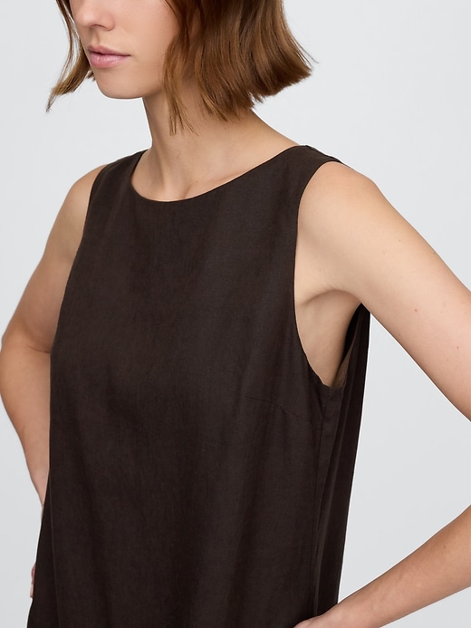 robe courte trapèze en lin mélangé