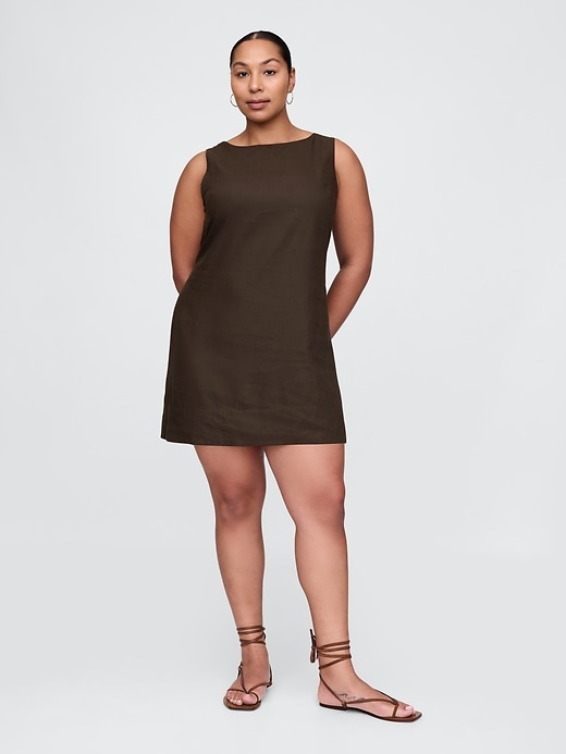 robe courte trapèze en lin mélangé