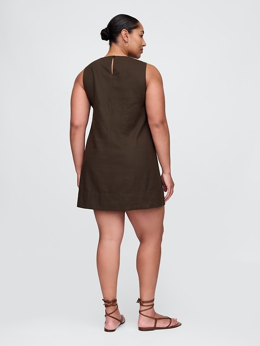 robe courte trapèze en lin mélangé