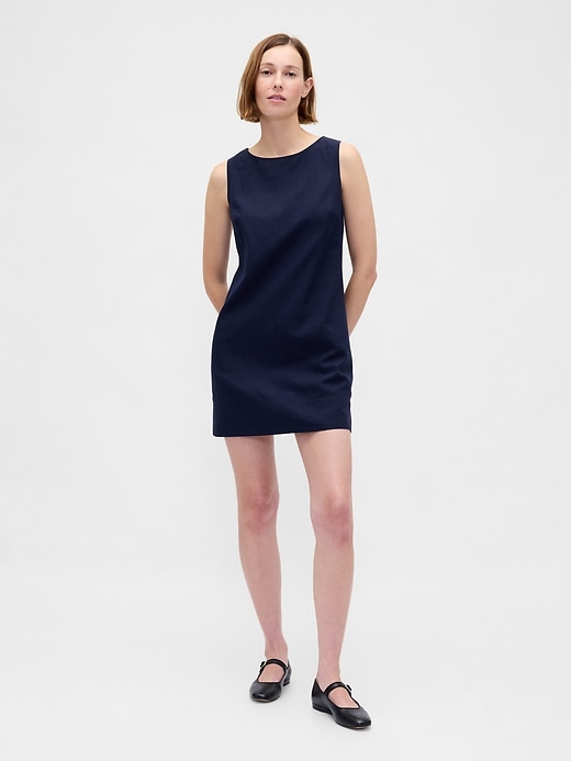 robe courte trapèze en lin mélangé