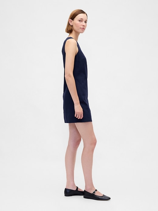 robe courte trapèze en lin mélangé