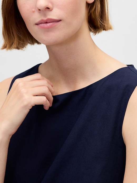 robe courte trapèze en lin mélangé