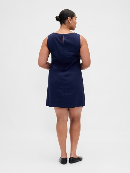 robe courte trapèze en lin mélangé