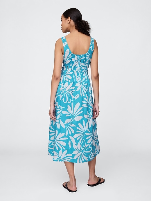 robe midi smockée en popeline