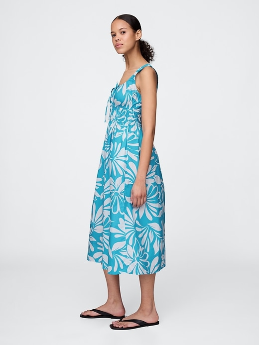 robe midi smockée en popeline