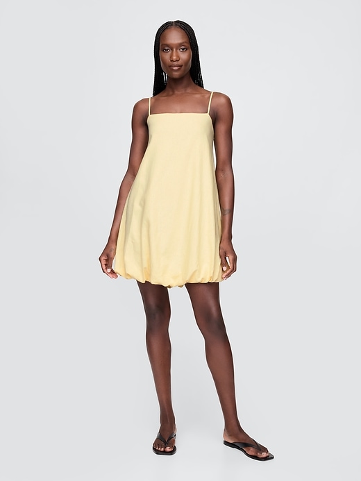 robe mini à bulles en lin mélangé