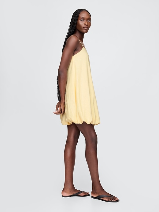 robe mini à bulles en lin mélangé