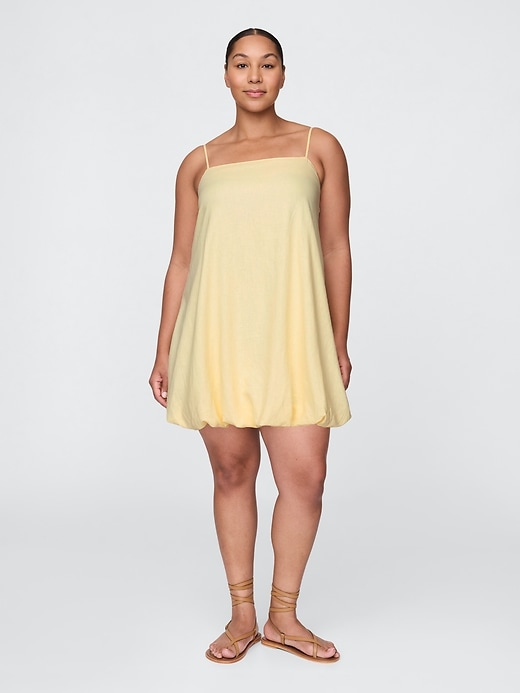 robe mini à bulles en lin mélangé