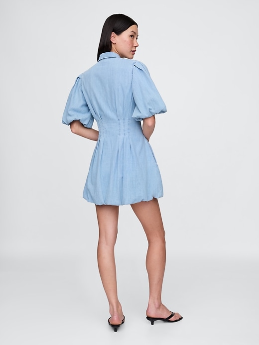 robe-chemise courte en jean à bulles