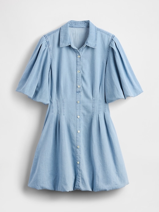 robe-chemise courte en jean à bulles