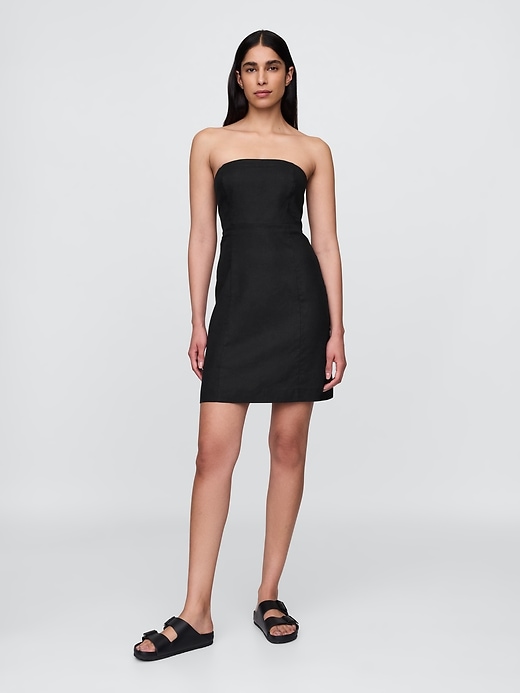 robe courte en lin mélangé