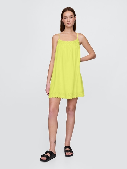 robe trapèze brodée en gaze de coton