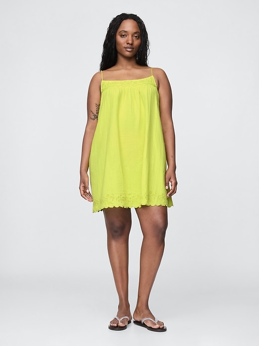 robe trapèze brodée en gaze de coton