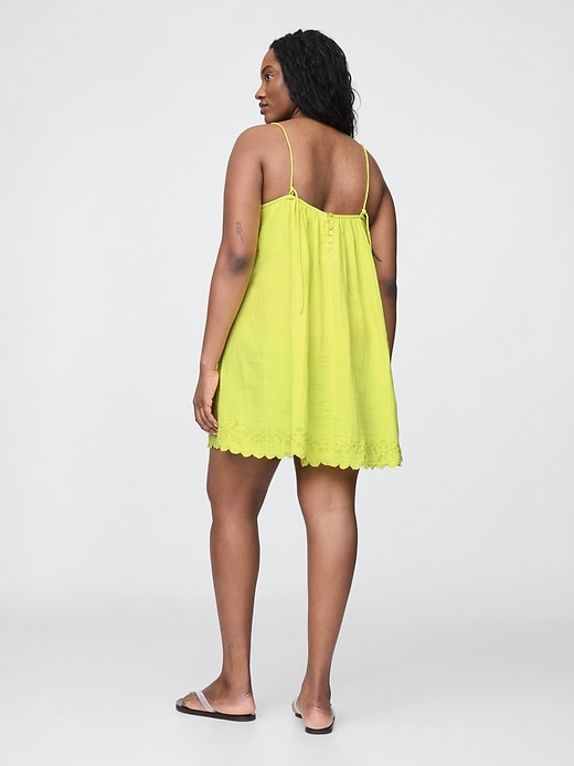 robe trapèze brodée en gaze de coton