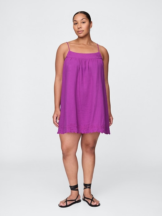 robe trapèze brodée en gaze de coton