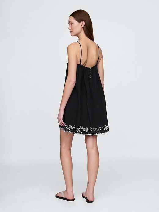 robe trapèze brodée en gaze de coton