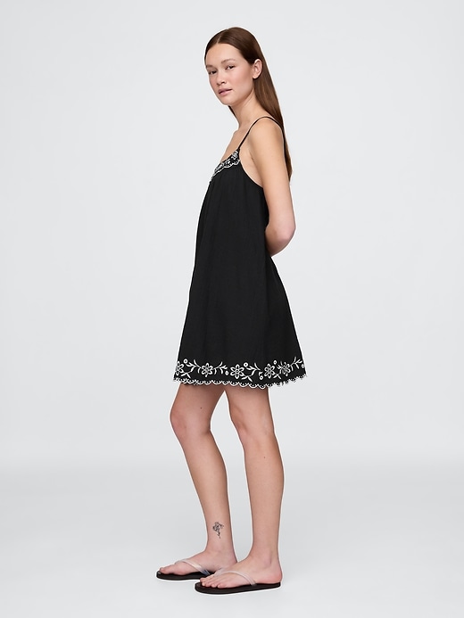 robe trapèze brodée en gaze de coton