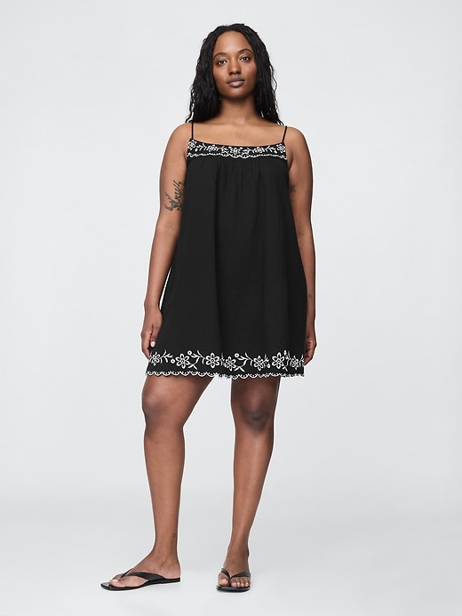 robe trapèze brodée en gaze de coton