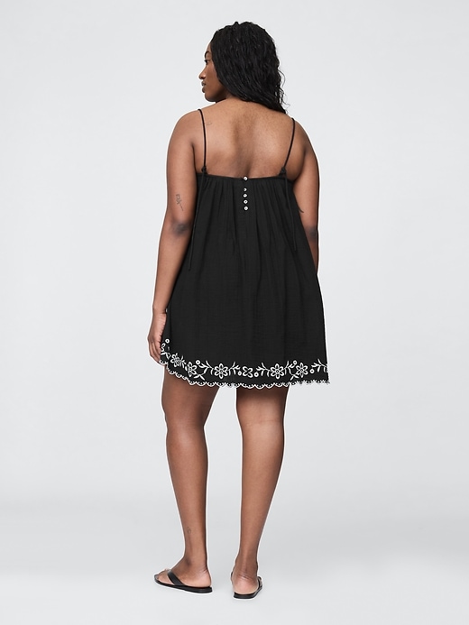 robe trapèze brodée en gaze de coton