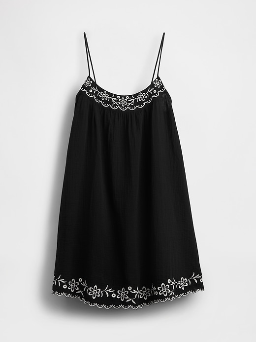robe trapèze brodée en gaze de coton