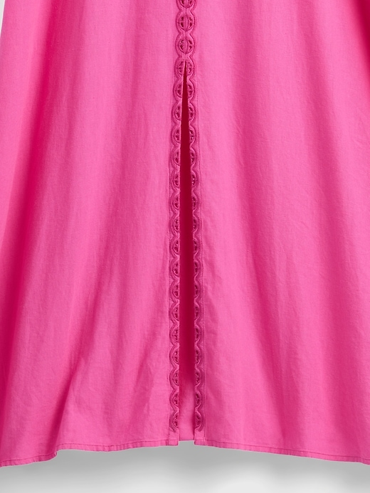 robe longue dos nu brodée en lin mélangé