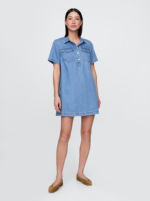 robe mini-robe à enfiler en denim ultra-doux