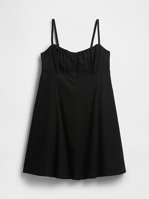 robe courte à corsage froncé en lin mélangé