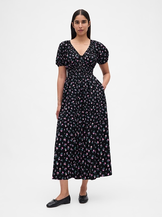 robe midi à manches bouffantes