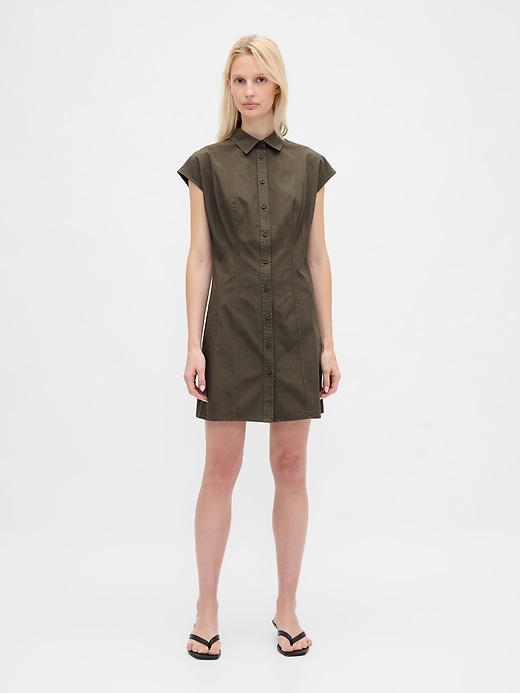 robe-chemise en popeline à coutures apparentes
